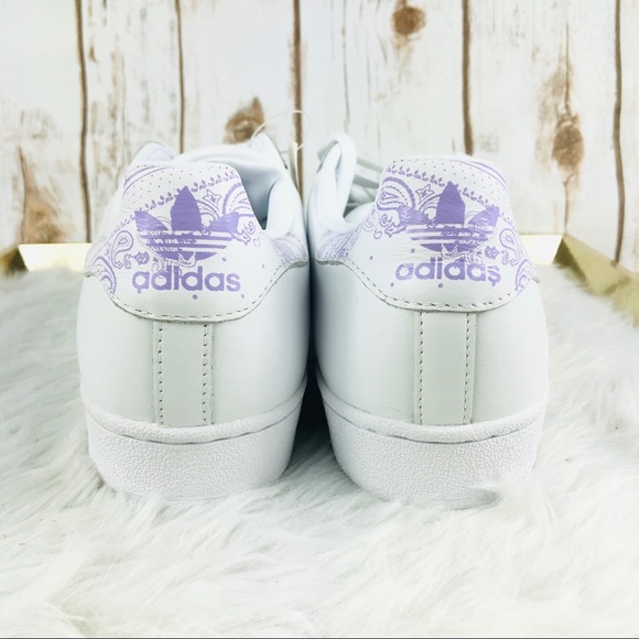 Adidas Superstar Paisley Purple White Sneakers - Picture 6 of 9